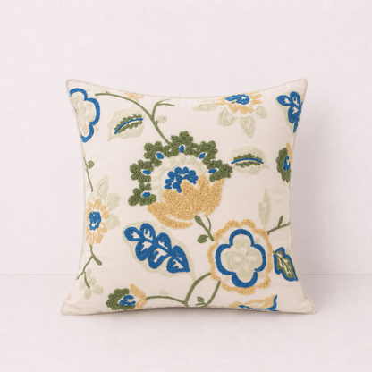 Floral Embroidered Throw Pillow Cover - Flower Mirror