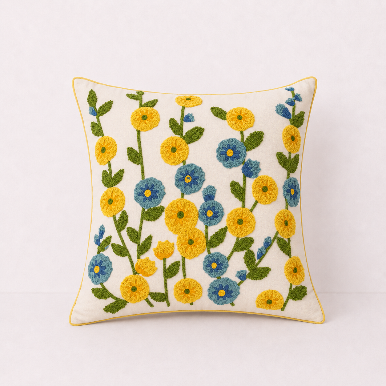 Floral Embroidered Throw Pillow Cover - Embroidery - Rose