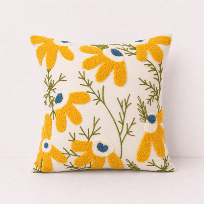 Floral Embroidered Throw Pillow Cover - Lavander