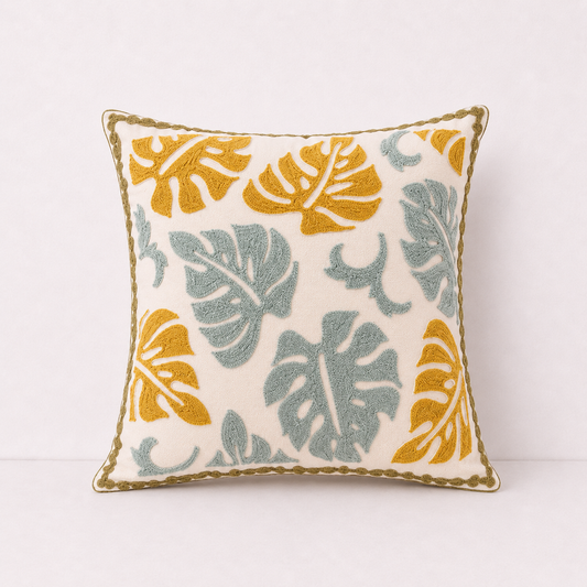 Floral Embroidered Throw Pillow Cover - Flower Mirror