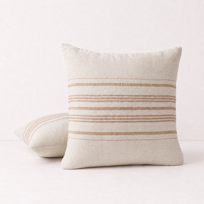 Natural Striped Decorative Pillow Cover - Beige