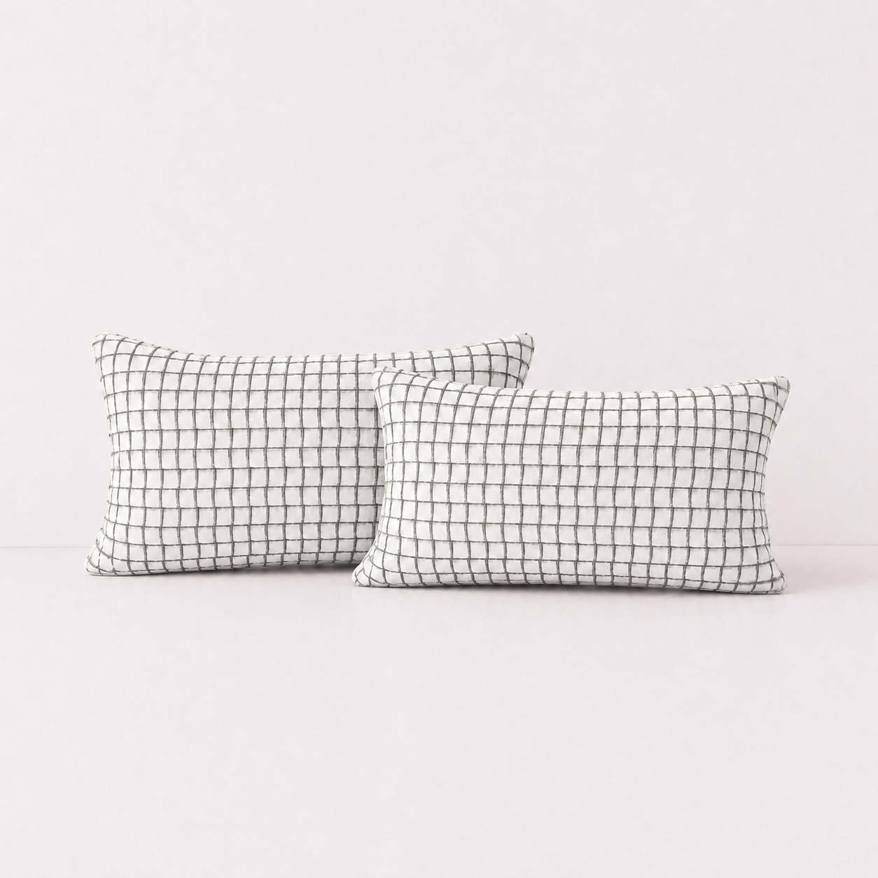 Ivory Grid Textured Pillow Cover