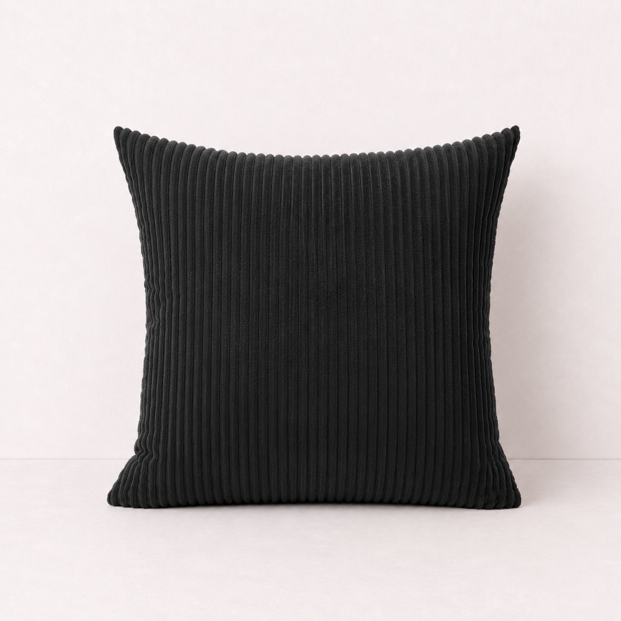 Modern Corduroy Striped Pillow Cover - Black