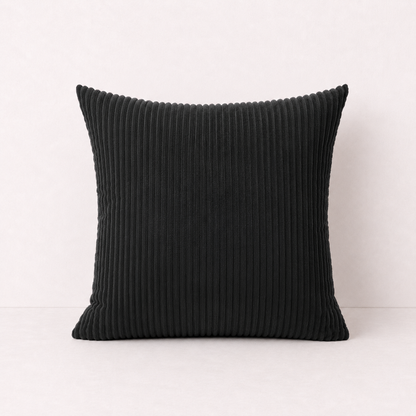 Modern Corduroy Striped Pillow Cover - Black