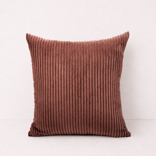 Modern Corduroy Striped Pillow Cover - Dark Brown