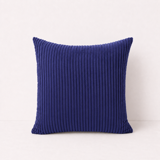 Modern Corduroy Striped Pillow Cover - Dark Blue