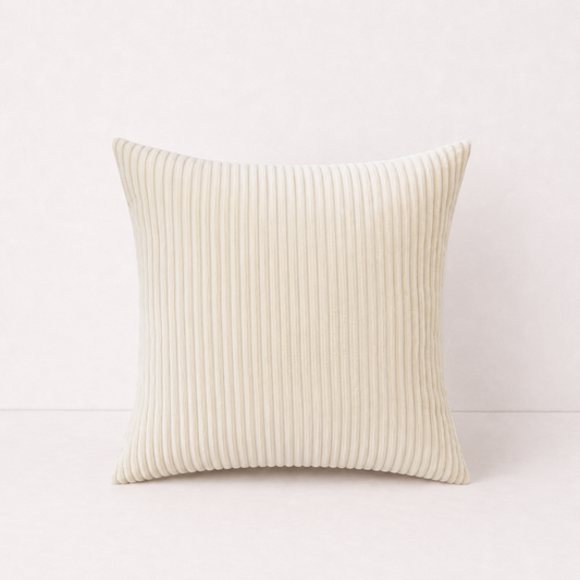 Modern Corduroy Striped Pillow Cover - Cream