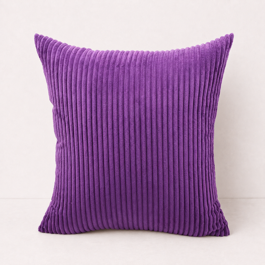 Modern Corduroy Striped Pillow Cover - Dark Purple