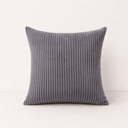 Modern Corduroy Striped Pillow Cover - Dark Grey