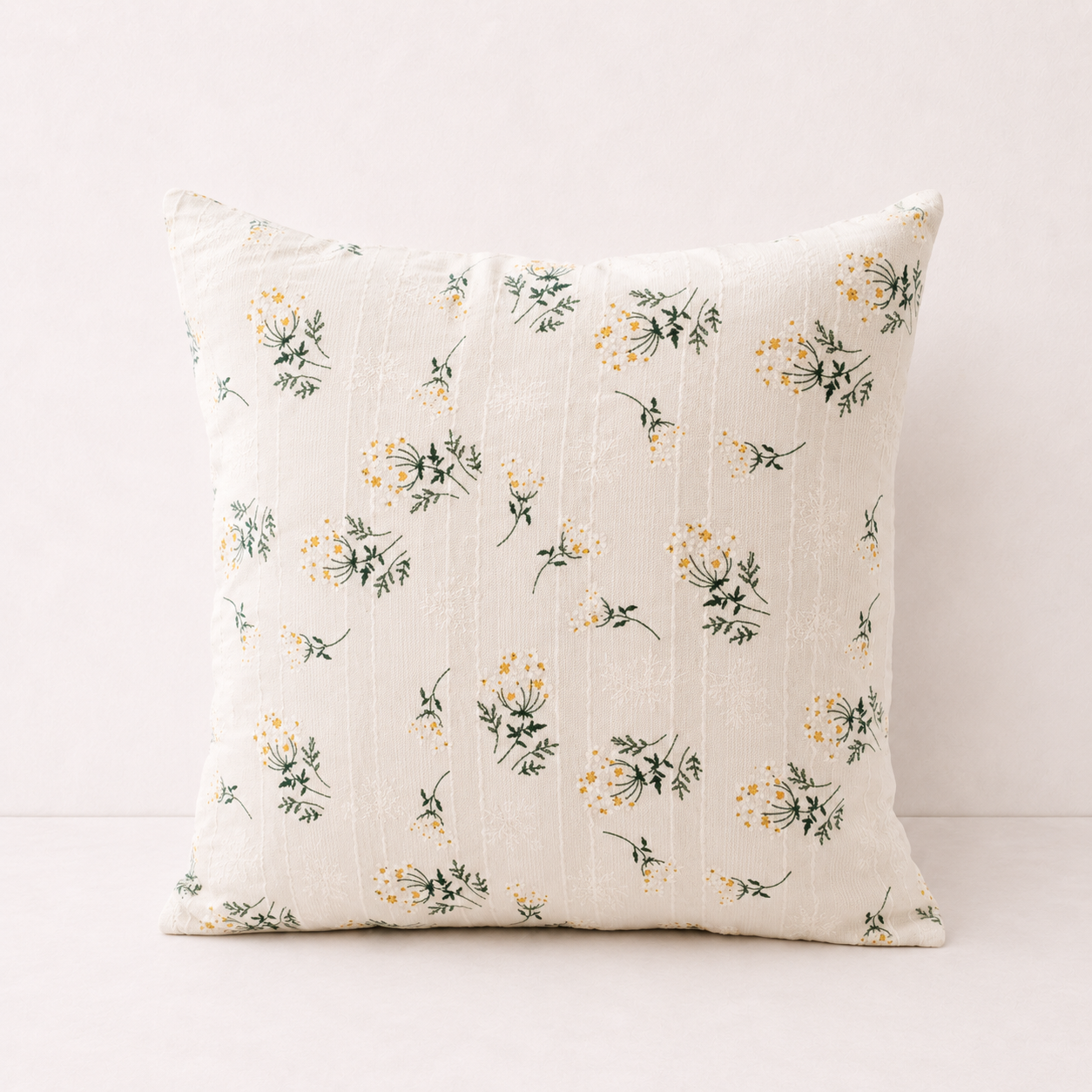 Korean Daisy Ruffle Pillow Cover - White