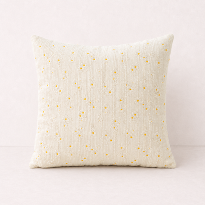 Korean Daisy Ruffle Pillow Cover - Beige