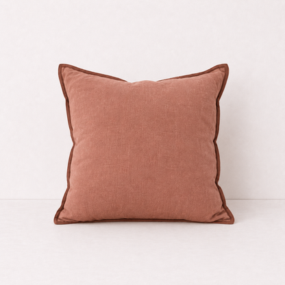 Cotton Linen Sofa Pillow Cover - Rust