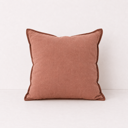 Cotton Linen Sofa Pillow Cover - Rust