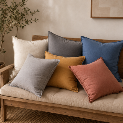 Cotton Linen Sofa Pillow Cover - Light Grey