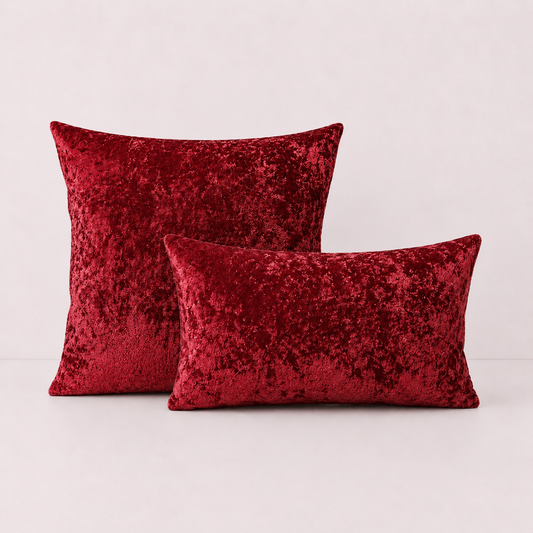 Luxury Crushed Velvet Pillow Cover - Red
