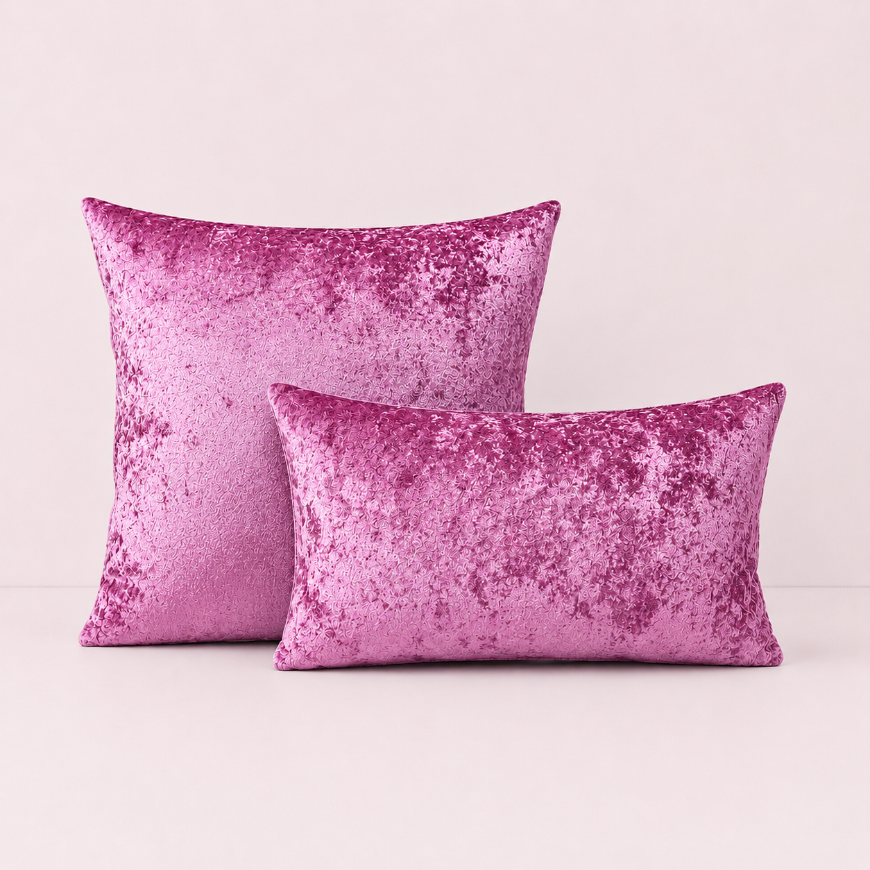 Luxury Crushed Velvet Pillow Cover - Dark Pink