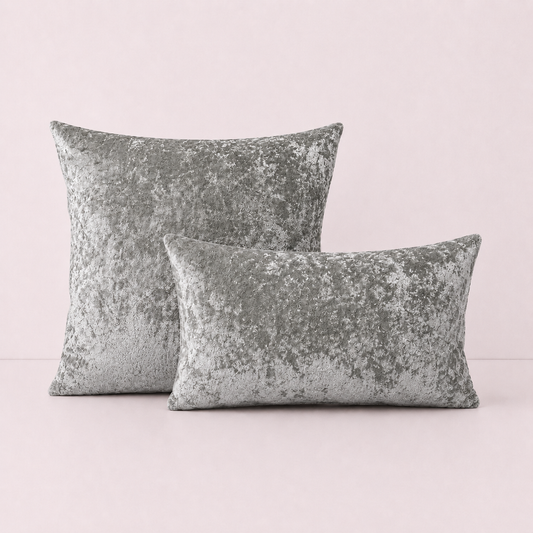 Luxury Crushed Velvet Pillow Cover - Gray