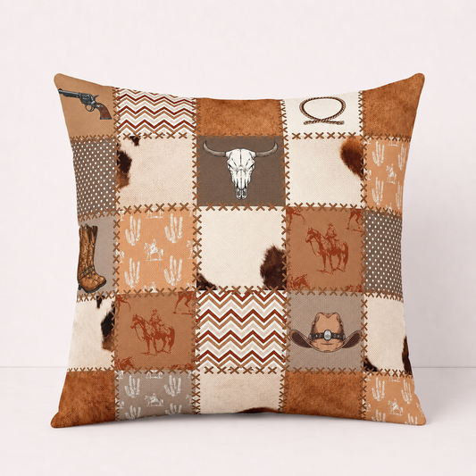 Retro Cowboy Hats & Boots  Throw Pillow Cover