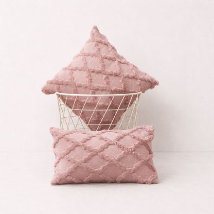 Plush Farmhouse Velvet Pillow Cover - Leather Pink