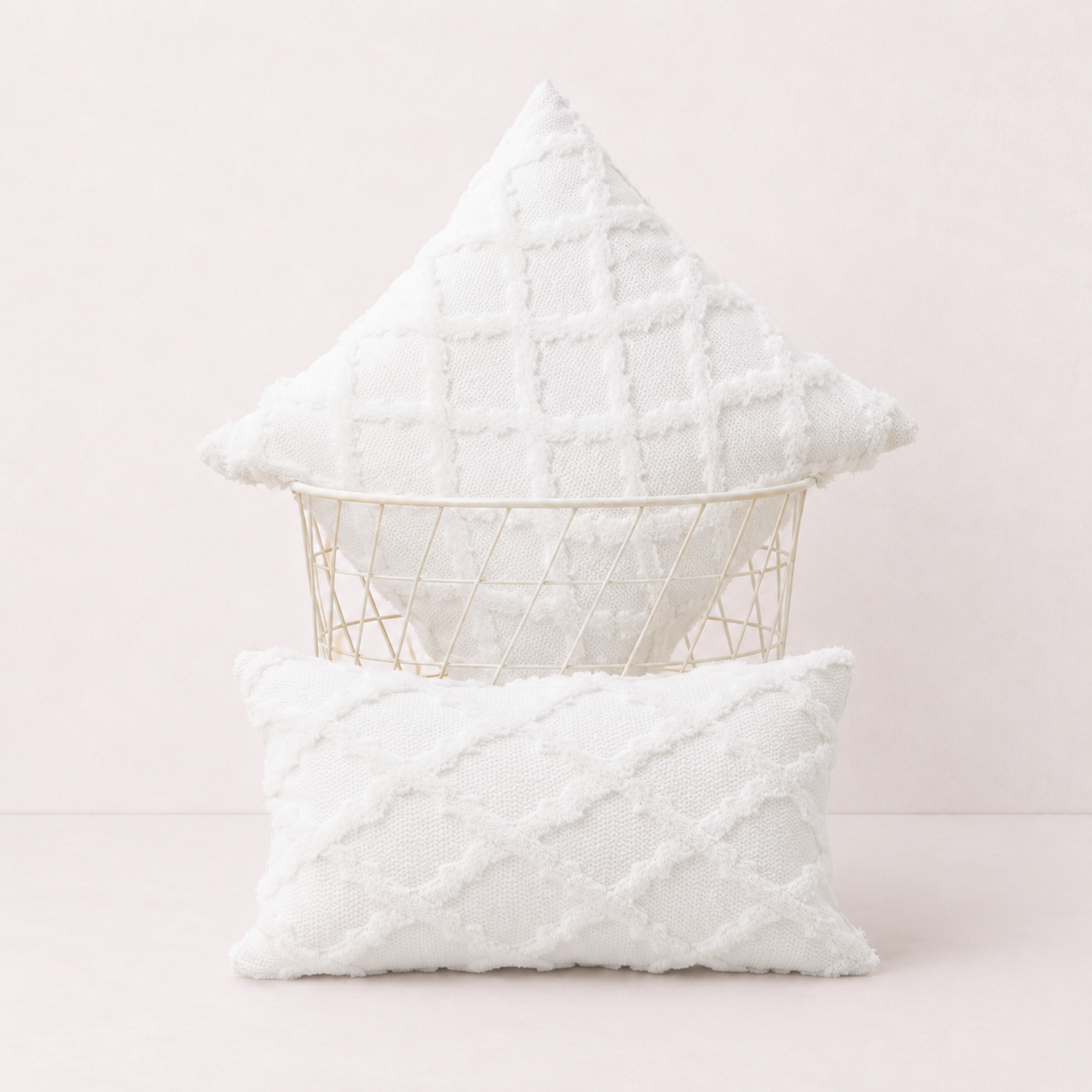 Plush Farmhouse Velvet Pillow Cover - White
