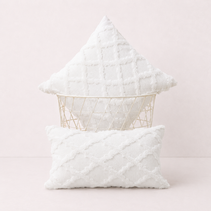 Plush Farmhouse Velvet Pillow Cover - White