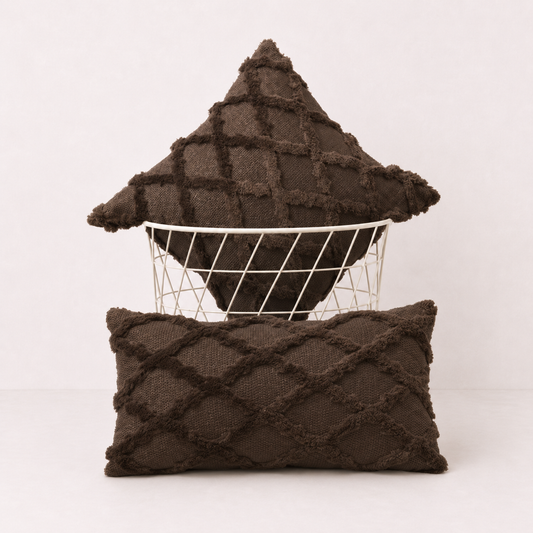 Plush Farmhouse Velvet Pillow Cover - Coffee