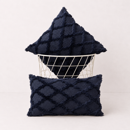 Plush Farmhouse Velvet Pillow Cover - Navy