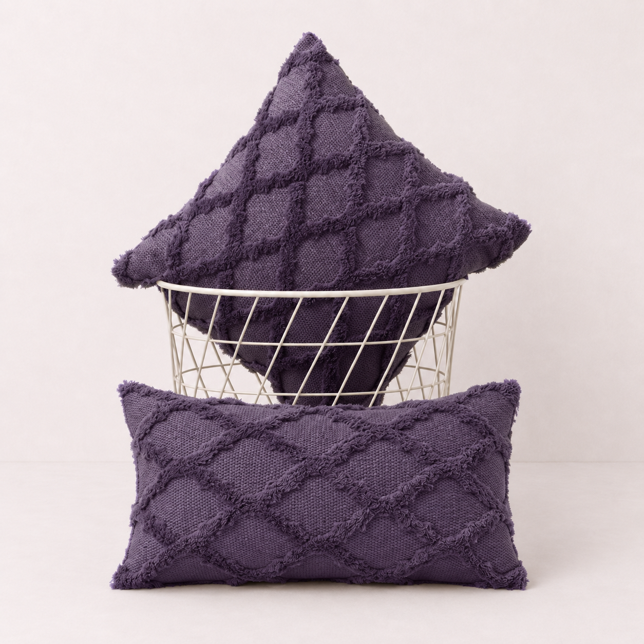 Plush Farmhouse Velvet Pillow Cover - Purple