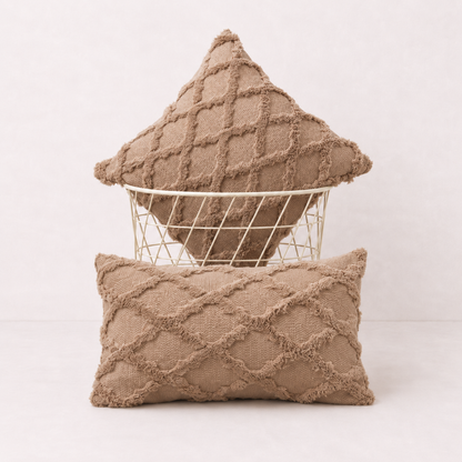 Plush Farmhouse Velvet Pillow Cover - Light Coffee