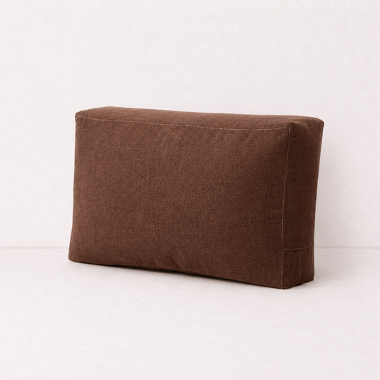 Linen Backrest Pillow Cover Case - Coffee