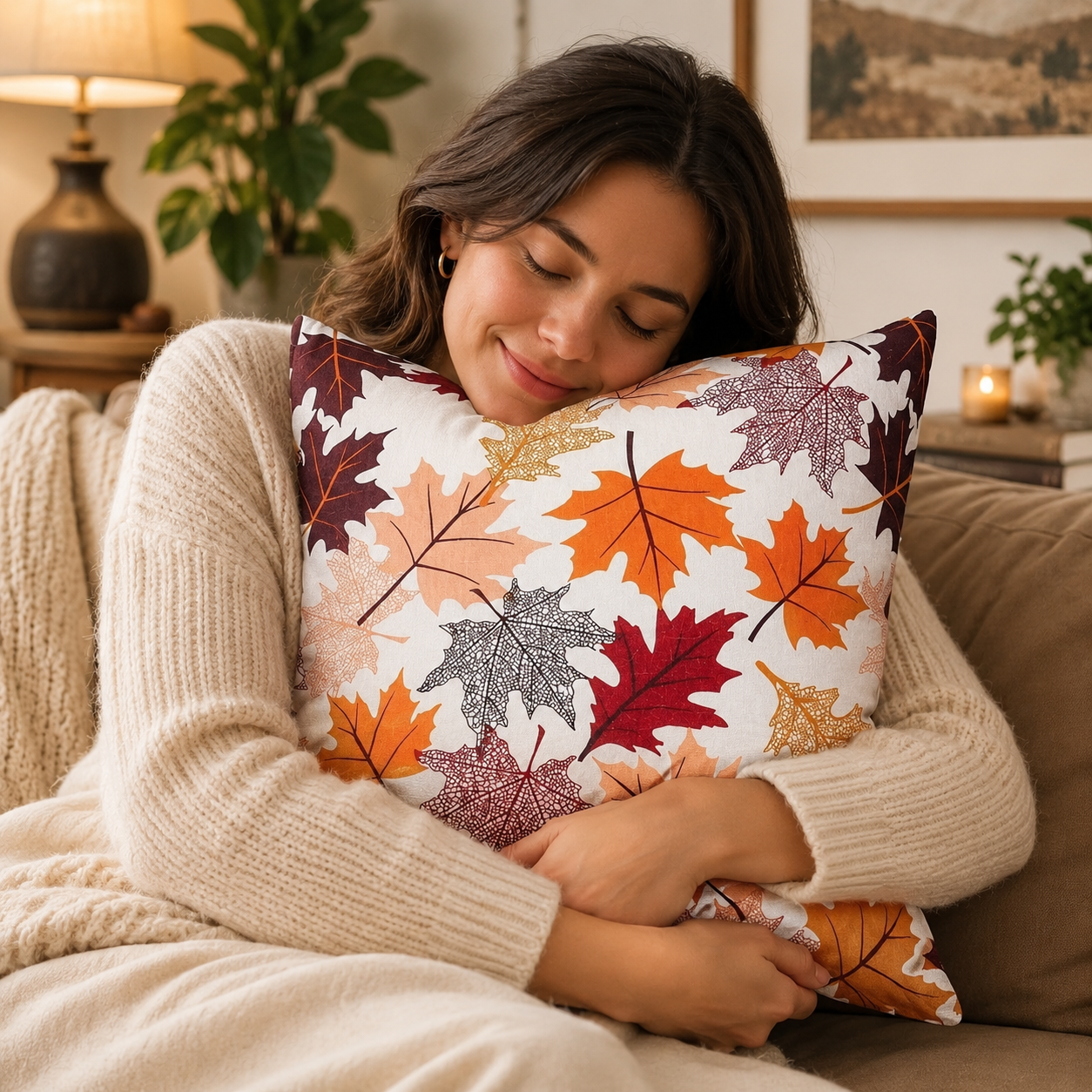 Autumn Maple Glow Throw Pillow Cover
