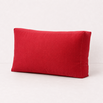 Linen Backrest Pillow Cover Case - Red