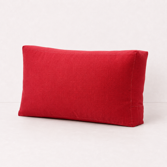 Linen Backrest Pillow Cover Case - Red