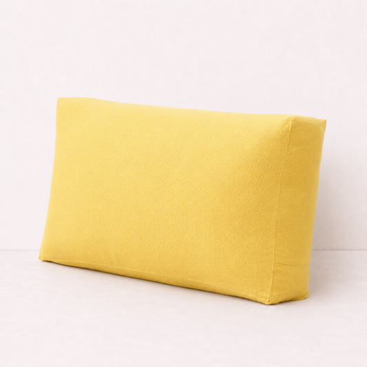 Linen Backrest Pillow Cover Case - Yellow