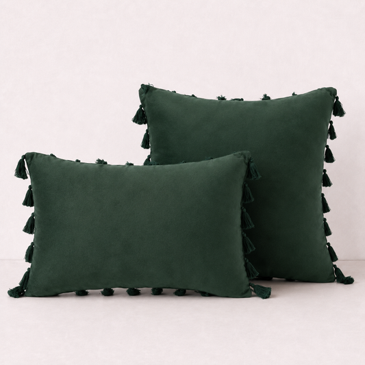 Soft Decorative Pillow Cover Set - Dark Green