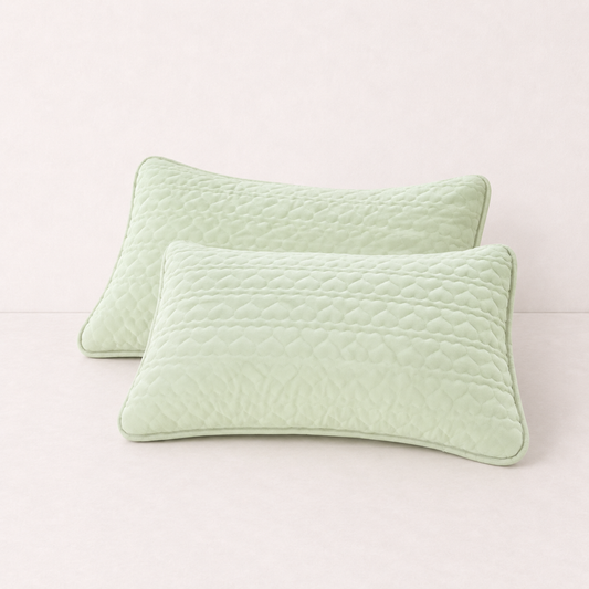 Quilted Pillow Cover Protector- Green