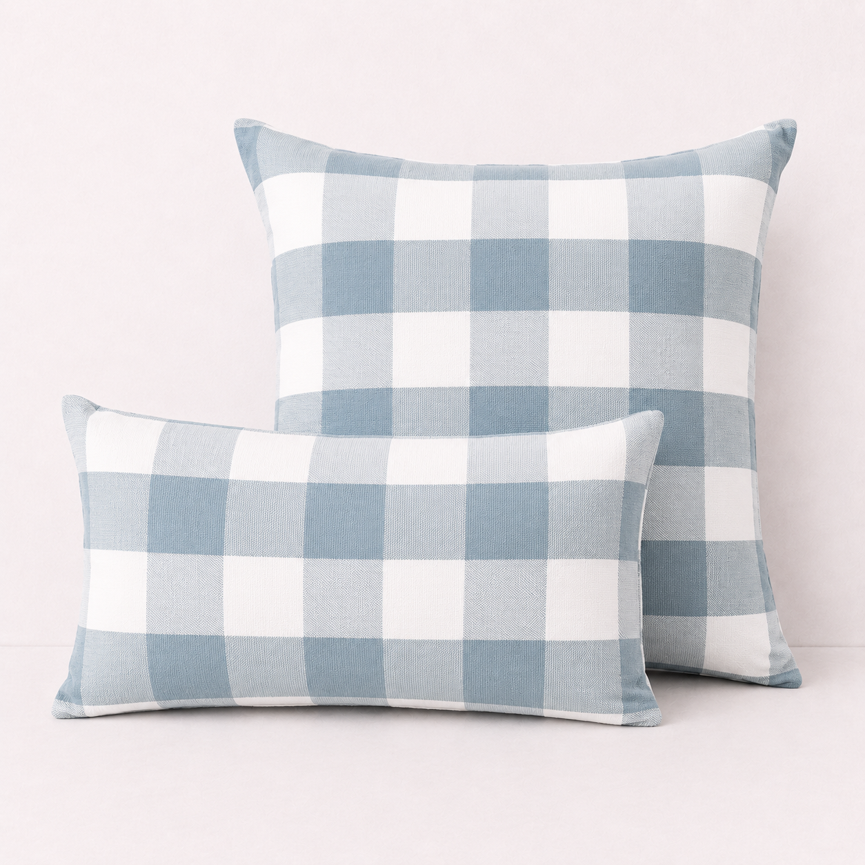 Plaid Canvas Polyester Pillow Cover - Blue