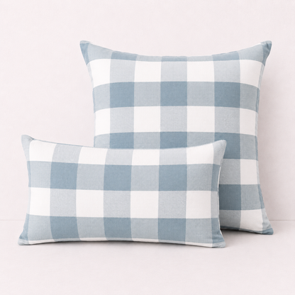 Plaid Canvas Polyester Pillow Cover - Blue