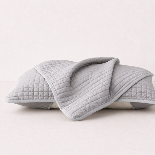 Quilted Pillow Cover Protector - Grey