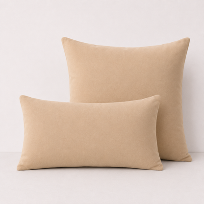 Plaid Canvas Polyester Pillow Cover - Beige