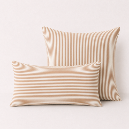 Plaid Canvas Polyester Pillow Cover - Beige