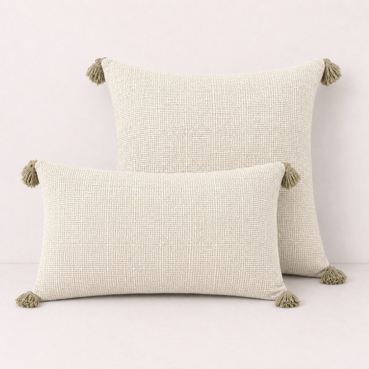 Tassel Linen Cushion Pillow Cover - Cream
