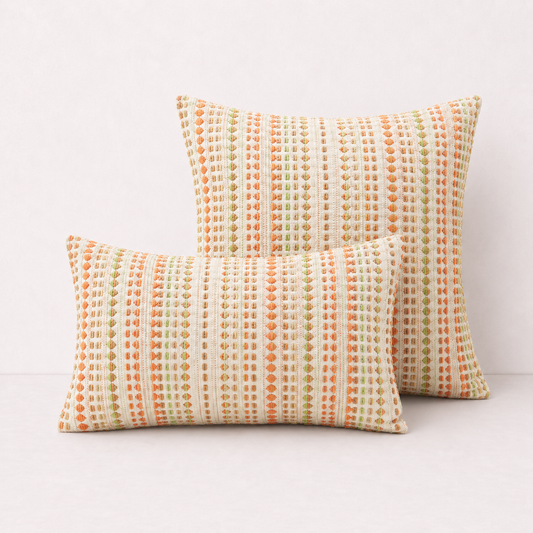 Colourful Striped Pillow Cover - Orange