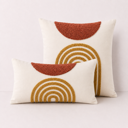 Geometric Semicircle Throw Pillow Cover - Brown