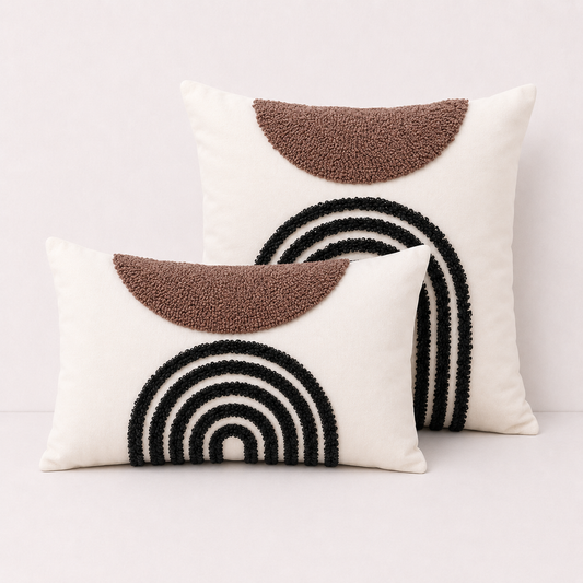 Geometric Semicircle Throw Pillow Cover - Chocolate
