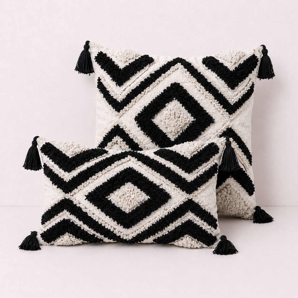 Nordic Moroccan Tufted Pillow Cover - Black