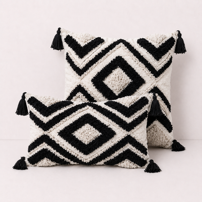 Nordic Moroccan Tufted Pillow Cover - Black