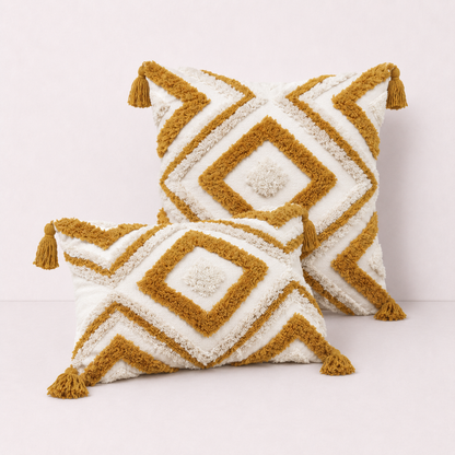 Nordic Moroccan Tufted Pillow Cover - Yellow