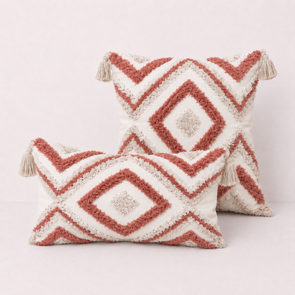 Nordic Moroccan Tufted Pillow Cover - Pink