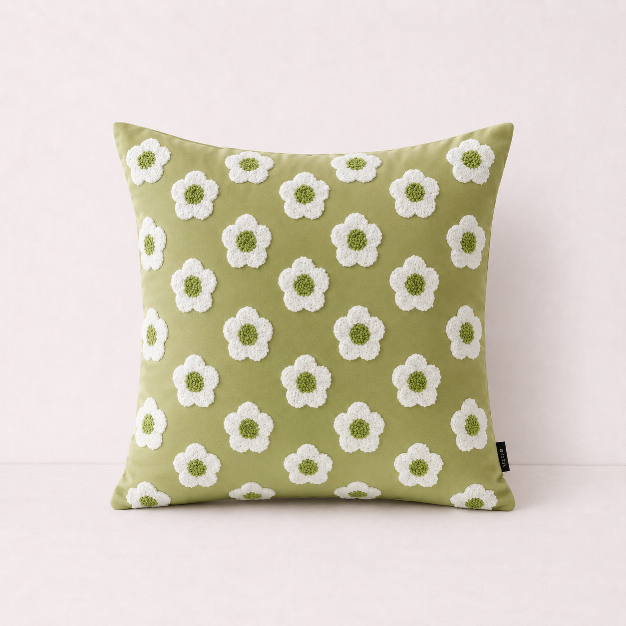 Boho Fringe Throw Pillow Cover - Green
